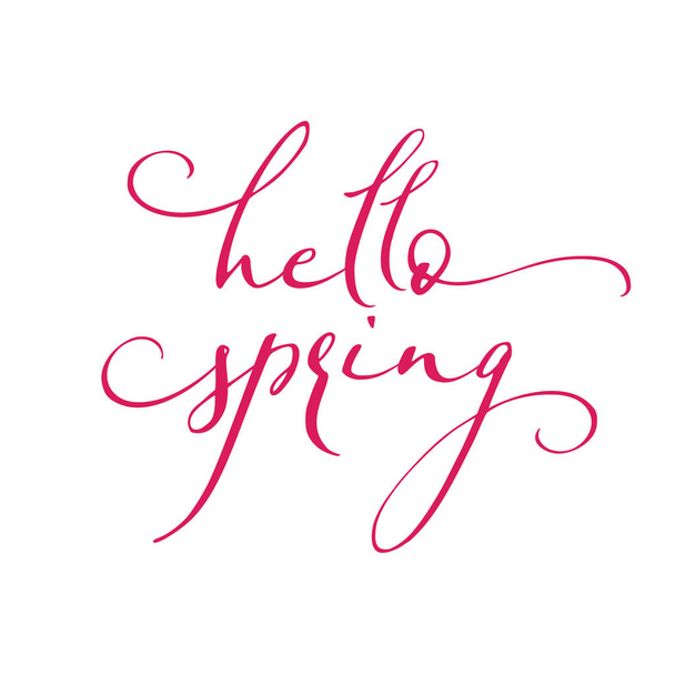Calligraphy quote hello spring. - Wektor, obraz