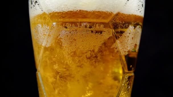 Verter cerveza fresca en una taza de vidrio en cámara lenta
 - Metraje, vídeo