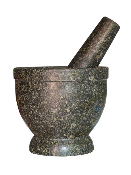 石造り乳鉢および乳棒、タイ料理のツール. - 写真・画像
