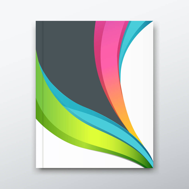 Cover book report name paper colorful curve design background, vector illustration - Vektor, obrázek