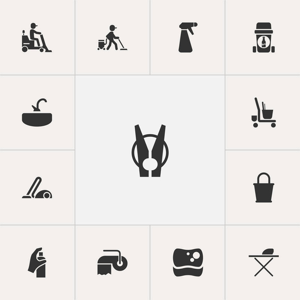 Készlet 13 szerkeszthető higiéniai ikonok. Magában foglalja a szimbólumok, mint például a vödör, spray, szivacs, és több. Lehet használni a web, mobil, Ui és infographic design. - Vektor, kép