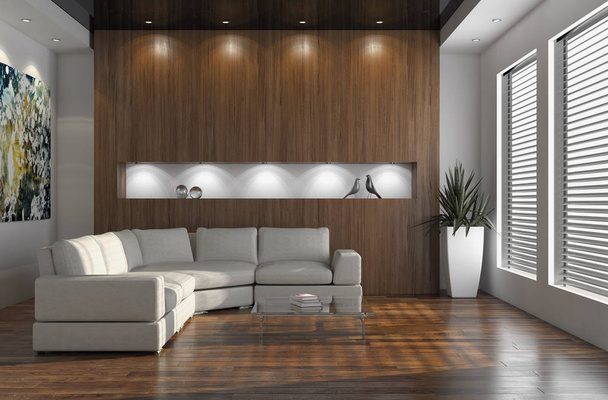 moderno luminoso interni 3d rendering illustrazione - Foto, immagini