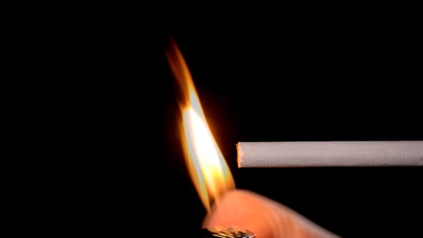 Cigaretta a dohányzás a fekete háttér. A füst a háttérvilágítás is jól látható. - Felvétel, videó