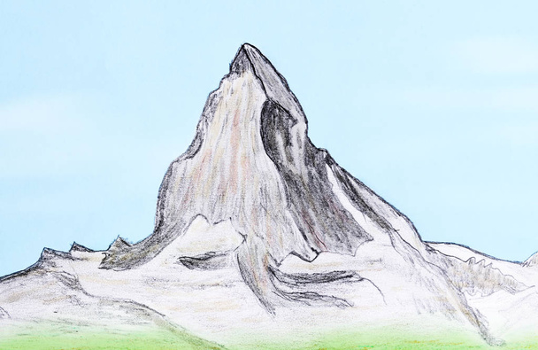 Kézzel rajzolt Matterhorn-hegyre, könyvről. - Fotó, kép
