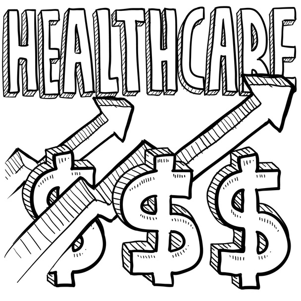 Desenho dos custos dos cuidados de saúde
 - Vetor, Imagem