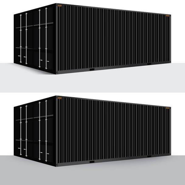 3D perspektiva černý nákladní kontejnerová doprava nákladní, samostatný t - Vektor, obrázek