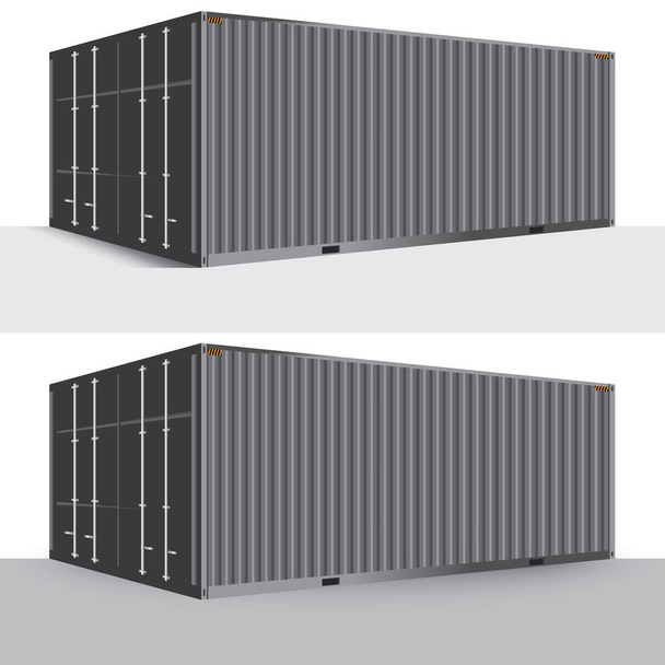 3d prospettiva grigio carico metallico container trasporto merci è
 - Vettoriali, immagini