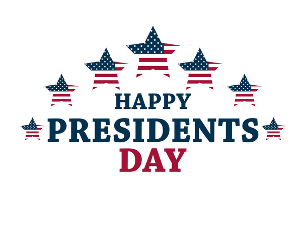 Den Presidents šťastný. Slavnostní ilustrace pro pohlednice a plakát. Vlajka USA. Typografie konstrukce. Vektor - Vektor, obrázek