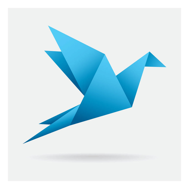 blue bird paper craft flying in frame art isolated on background - Vektor, kép
