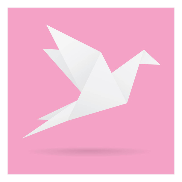 blanco pájaro papel artesanía volando en marco arte aislado en rosa espalda
 - Vector, Imagen