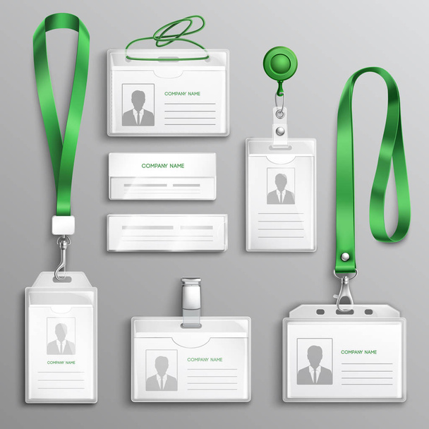 Id Cards Badges Realistic Set  - Vector, Image