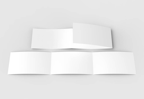 Plantilla de tres pliegues en blanco horizontal - folleto de paisaje moc
 - Foto, imagen