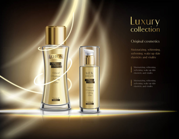 Реалистичный рекламный плакат от Luxury Cosmetics
 - Вектор,изображение
