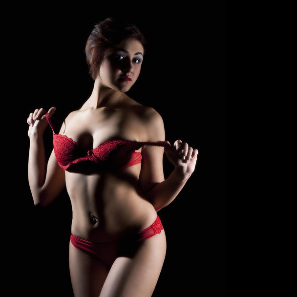 Sexy Red Lingerie - Фото, зображення