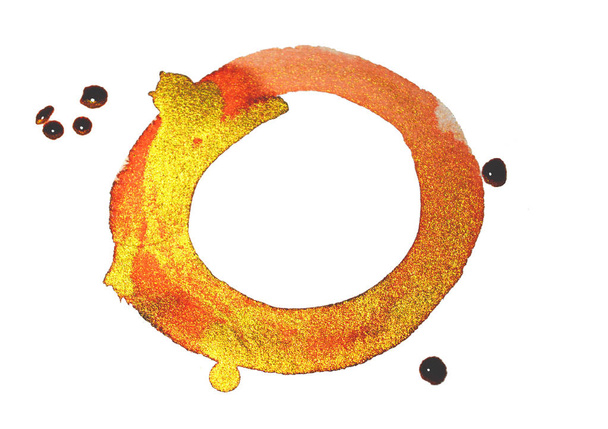 Aquarelle dorée cadre rond, peint à la main
 - Photo, image