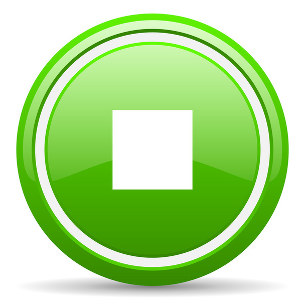 stop green glossy icon on white background - Valokuva, kuva