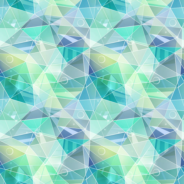 Varrat nélküli absztrakt sokszögű geometriai mintázat. Türkiz, szürke, zöld háromszögek.  - Fotó, kép