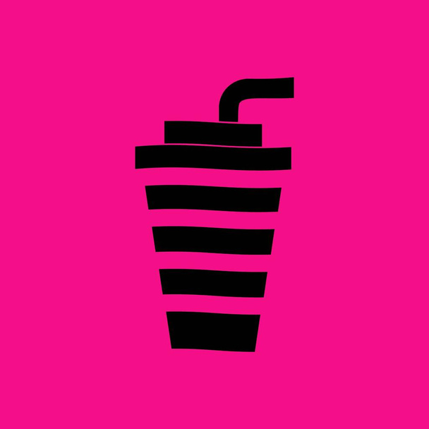 cup with a straw vector icon - Vector, Image