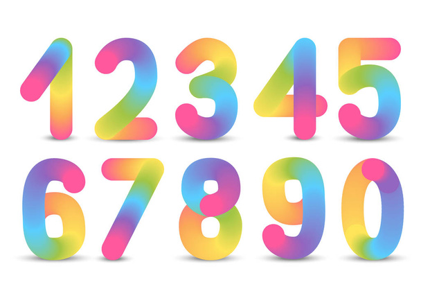 Set of rainbow numbers on white background - Vector, Image