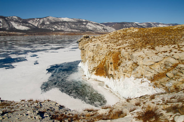 Russia. The Lake Baikal. The desert shore of Olkhon island. - 写真・画像