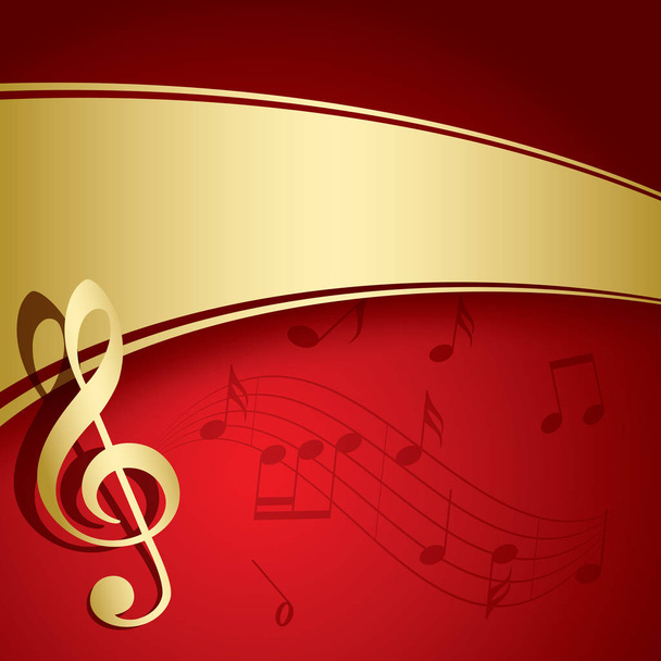 fondo rojo con decoraciones de oro - volante de música vectorial
 - Vector, Imagen