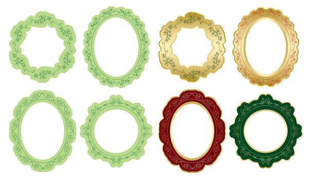 ornement floral sur cadres décoratifs ovales et ronds - ensemble vectoriel
 - Vecteur, image