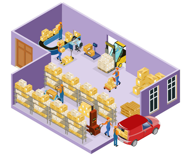 Isometric Warehouse Logistic Template - Vector, Image