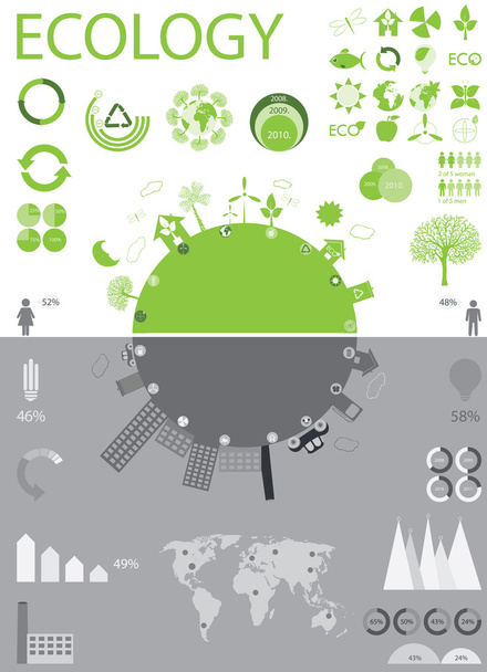 Vida verde vs. poluição
 - Vetor, Imagem