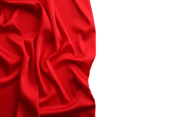 Close view of tumbled red satin fabric - Photo, Image