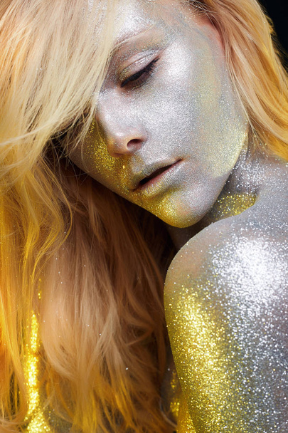 Sparkles on Woman Face and body - Valokuva, kuva