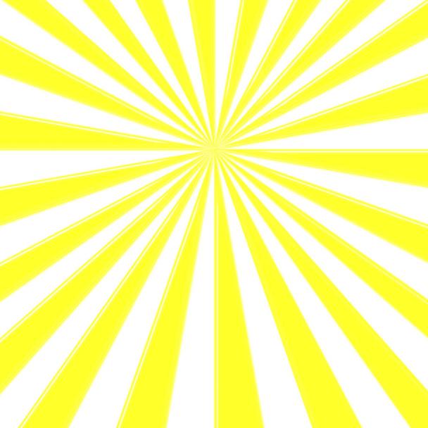 Lagerillustration - gelb gefärbte Sonnenstrahlen zentriert, leerer Kopierraum, 3D-Illustration. - Foto, Bild
