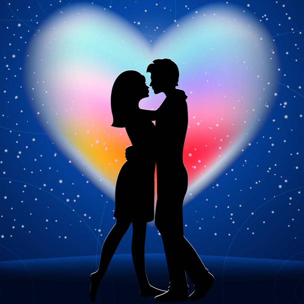 Couple in love with heart - Vector, Image