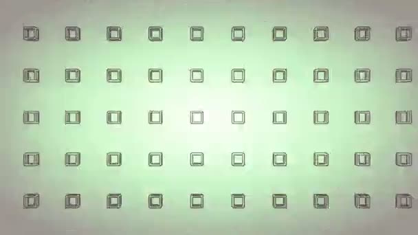 Het opvlammen van pleinen 2 A computer gegenereerde animatie van een abstracte achtergrond van snelle flikkerende geometrische pleinen en kubussen - Video