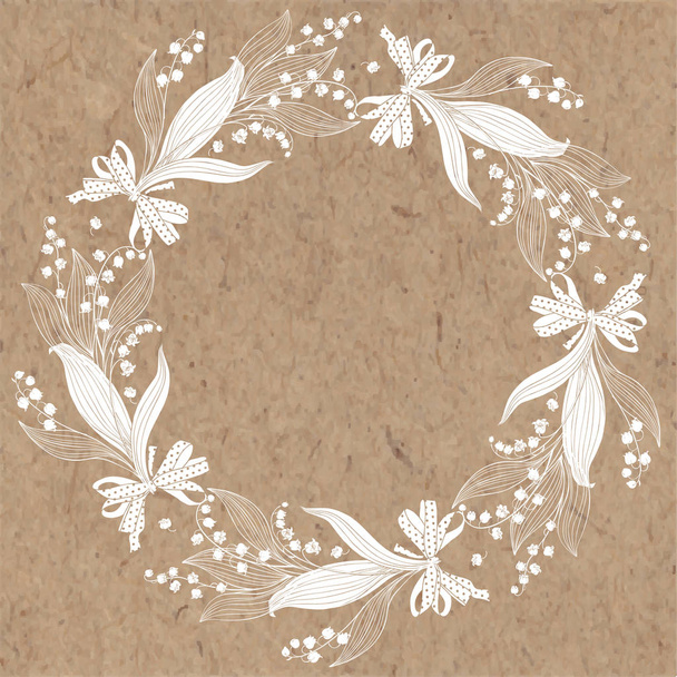 Floral  round background with lily of the valley and place for text - Vektör, Görsel