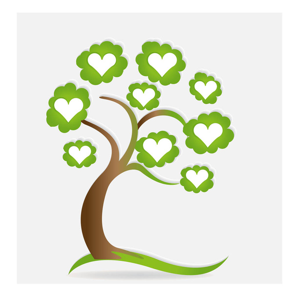 Coeurs d'amour de famille vert arbre vecteur logo
 - Vecteur, image