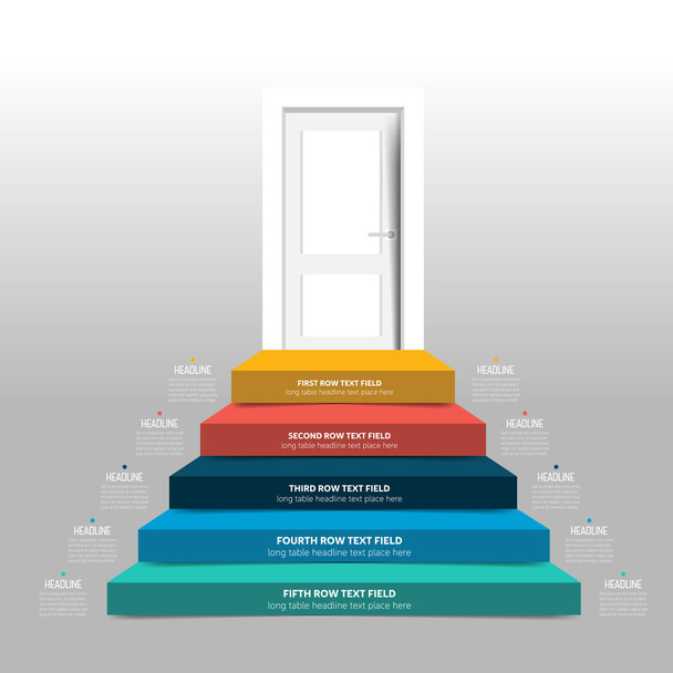 Tür und Treppe Infografik, Diagramm, Schema, Diagramm, Vorlage. - Vektor, Bild