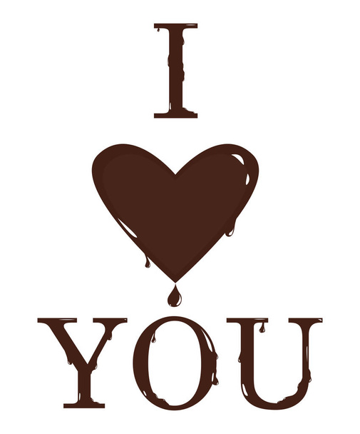 Шоколадное сообщение Я люблю тебя
 - Вектор,изображение