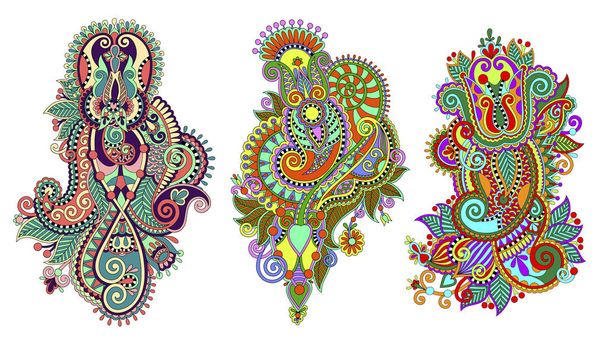 paisley flower pattern in ethnic style, indian decorative floral - Вектор,изображение