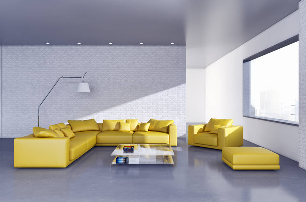 Modern bright interiors 3D rendering illustration - Photo, Image