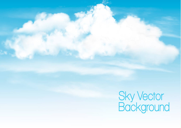 Голубой фон неба с белыми прозрачными облаками. Векторный бэкг
 - Вектор,изображение
