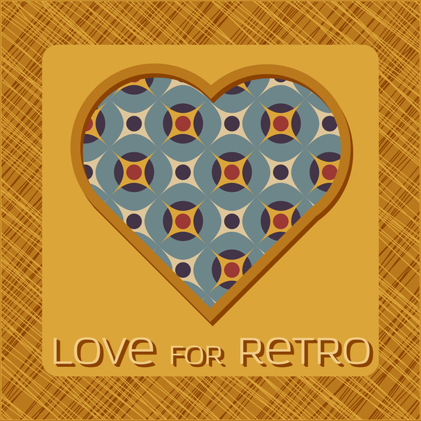 Heart with pattern in retro colors - Vektör, Görsel