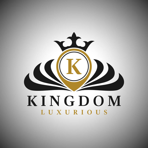Letra K Logo - Modelo de logotipo de estilo luxuoso clássico
 - Vetor, Imagem