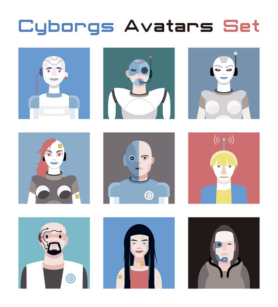 Cyborgs Avatars Set - Photo, Image