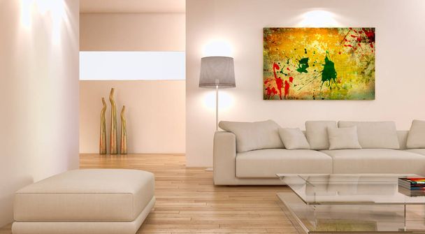 intérieurs lumineux modernes illustration de rendu 3d - Photo, image