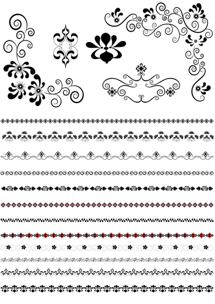 Corners and borders with floral patterns - Vector, Image
