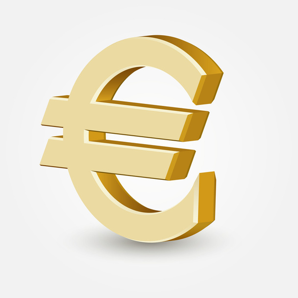 Vector golden euro sign isolated on white background. - Vector, Image
