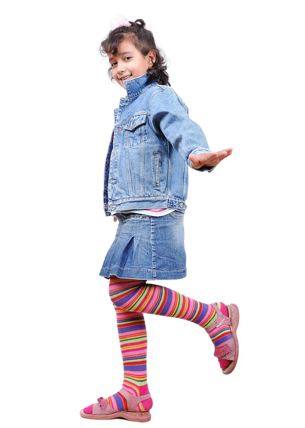 A little cute girl standing isolated - Foto, Bild