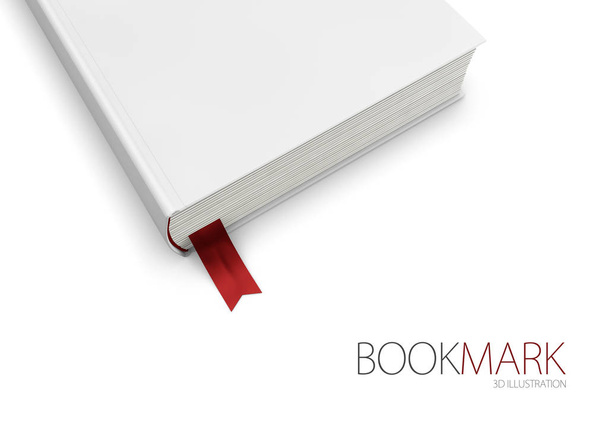 Marcador en un libro aislado en blanco, Ilustración 3d
 - Foto, imagen
