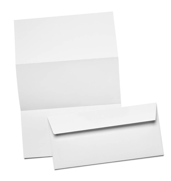 enveloppe, papier et modèle de carte de visite sur fond blanc - Photo, image