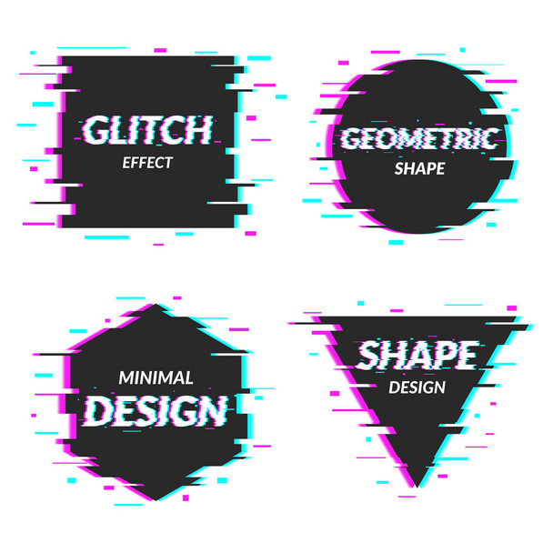 Conjunto de design de modelo mínimo abstrato em estilo de falha geométrica. Capas abstratas na moda. Cartazes de design futurista
 - Vetor, Imagem